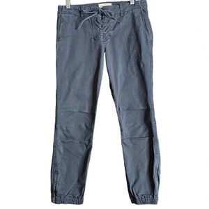 Nili Lotan Lace-Up Fly Ankle Zip Jogger Pants Navy Blue Size 4